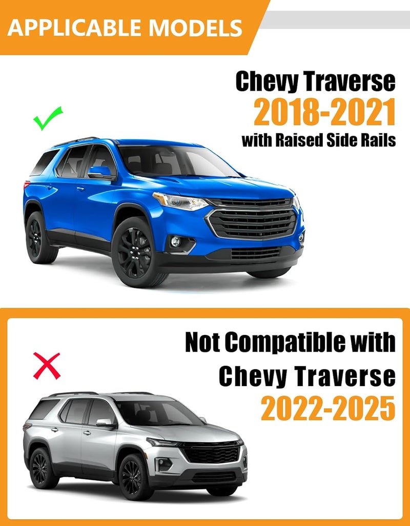 KINGGERI 260lbs Lockable Roof Rack Cross Bar Compatible with Chevrolet Chevy Traverse 2018-2021. Heavy Duty All Aluminum Crossbars Rooftop Cargo Basket Luggage Kayak Canoe Snowboard Bike - Image 2